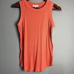 Another Love Ribbed Tank Top Sleeveless Casual Everyday Top‎ Coral Size S